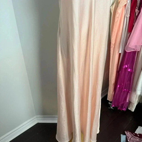 Vintage peachy pink maxi gown M cottagecore glam fairy - Picture 4 of 6